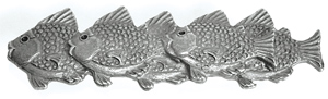 Emenee OR219-AMS Premier Collection School of Fish Pull (L) 4-5/8 inch x 7/8 inch in Antique Matte Silver Elements Series